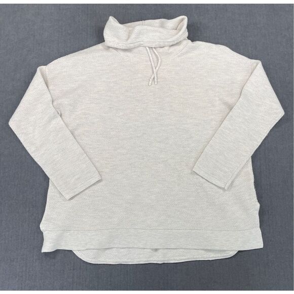 Coastal Textured Pure Jill Pullover Sweater Women L Cream Cowl Neck Slouchy Knit - Picture 1 of 9